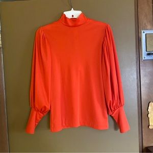 Vintage orange bishop sleeve top L